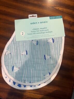 Aden + Anais Essentials Classic Muslin Burpy Bibs 2 Pack Blue NWT